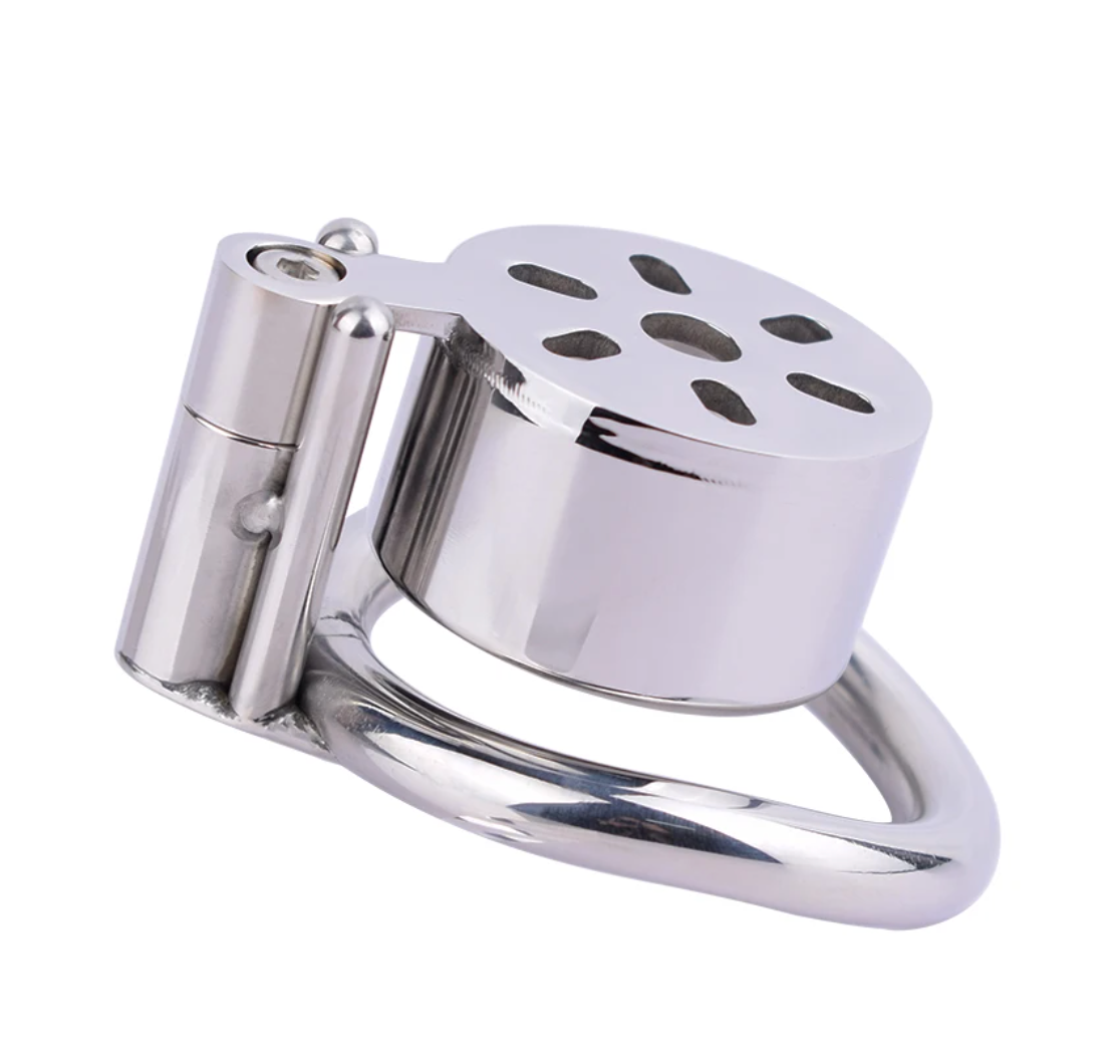 Wrapped Flat Chastity Cage With Metal Urethral Catheter And PU Belt wrapped-flat-chastity-cage-with-metal-urethral-catheter-and-pu-belt