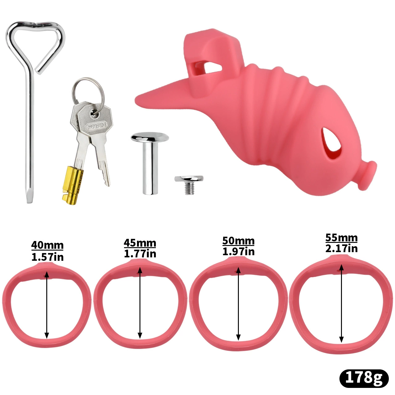 Soft Silicone Chastity Cage with Invisible Lock and 4 Base Rings