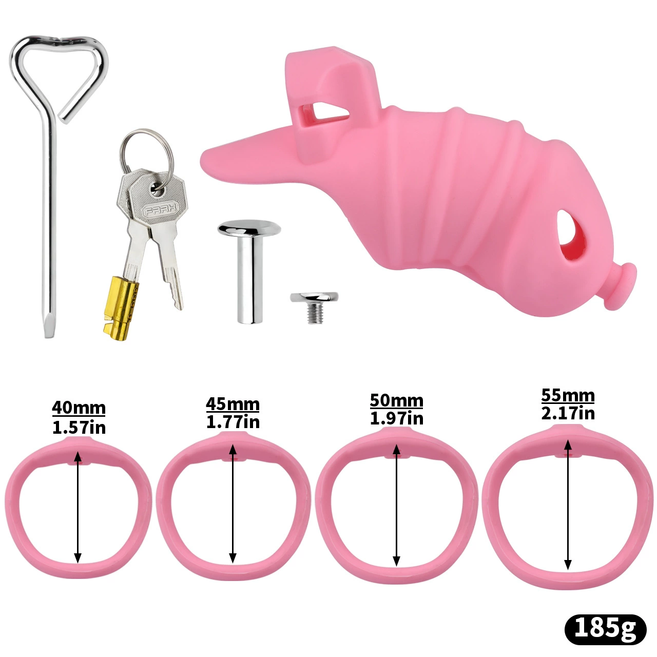 Soft Silicone Chastity Cage with Invisible Lock and 4 Base Rings