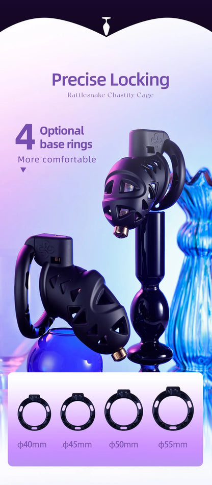 3D Printed Black Cobra Chastity Cage