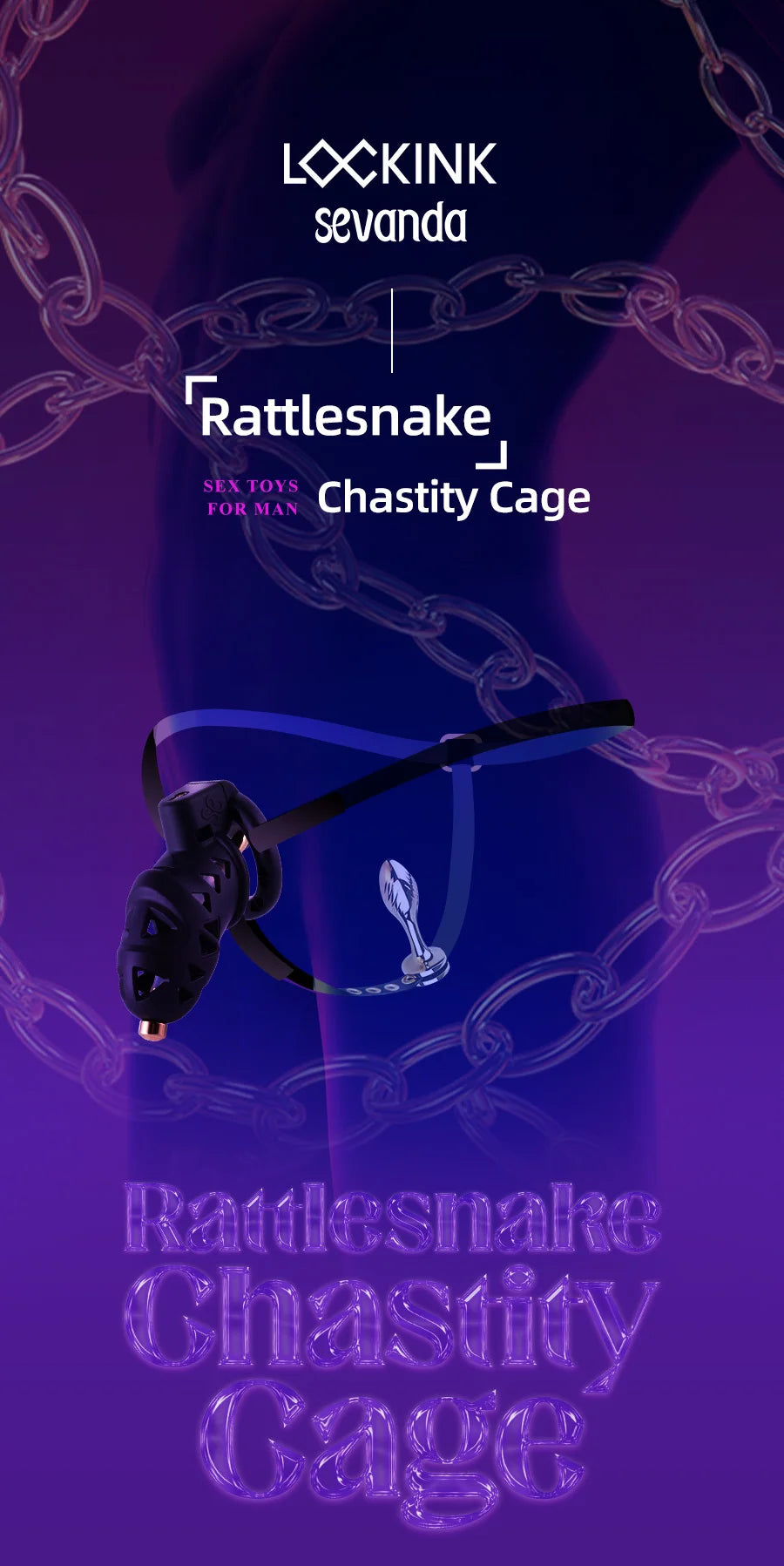 3D Printed Rattlesnake Cobra Chastity Cage Lockink