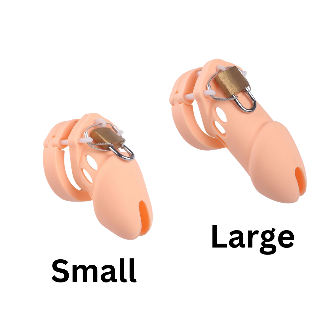 Soft Silicone Chastity Cage Set with 5 Penis Rings - White - KeepMeLocked
