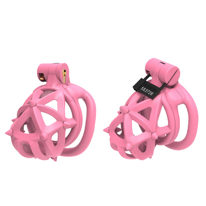 Pink Resin Chastity Cage with Removable Soft Spikes Sex Punishment for Sissy