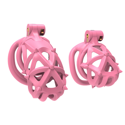 Pink Resin Chastity Cage with Removable Soft Spikes Sex Punishment for Sissy