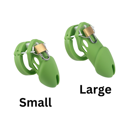 Soft Silicone Chastity Cage Set with 5 Penis Rings - Light Green - KeepMeLocked