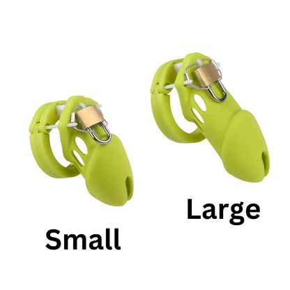 Soft Silicone Chastity Cage Set with 5 Penis Rings - Dark Green - KeepMeLocked