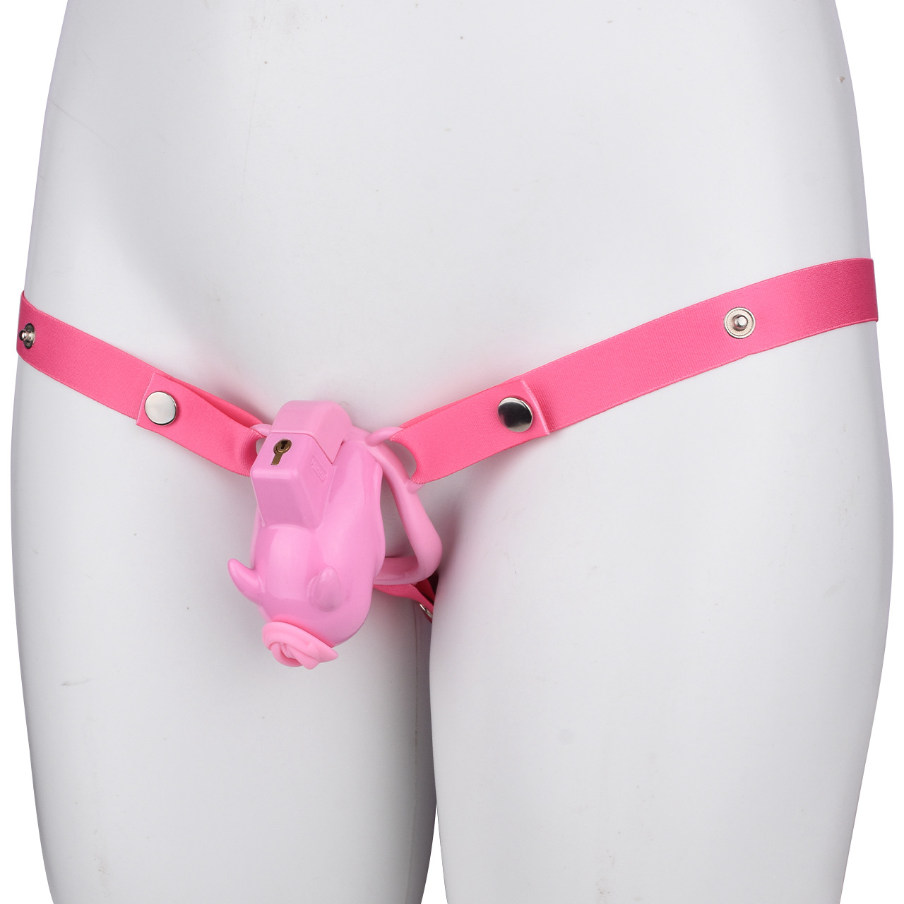 Little Devil Chastity Cage with Vaginal-Style Silicone Catheter – Black/Pink ABS Resin