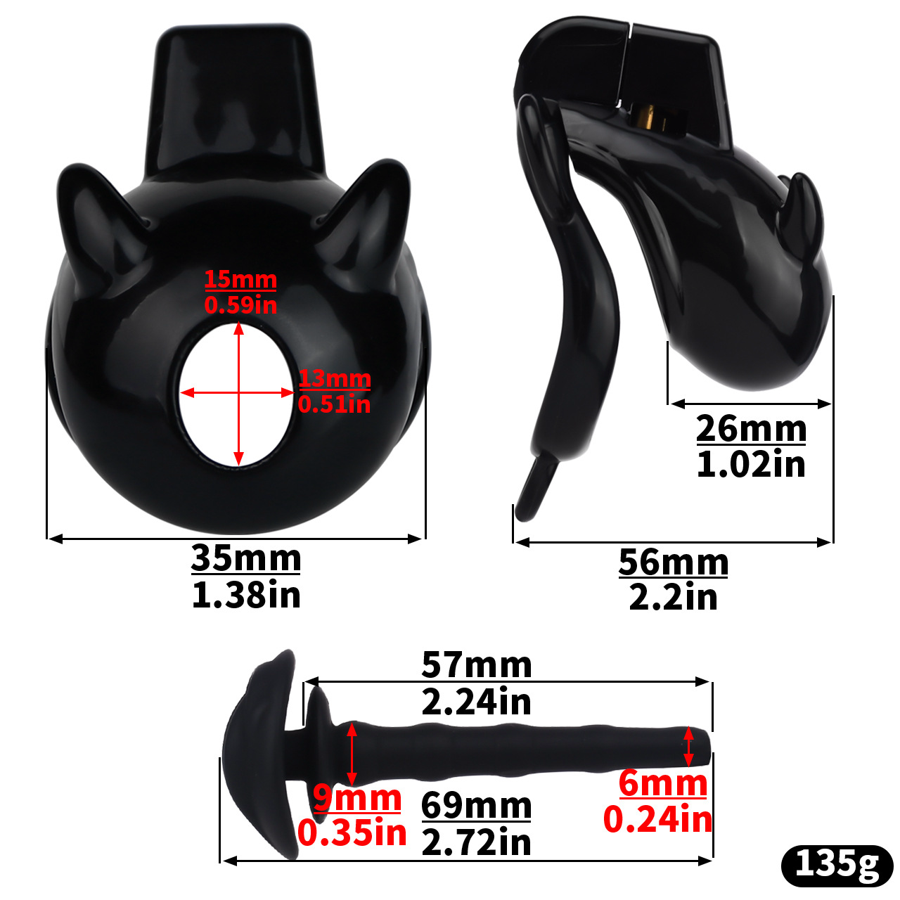 Little Devil Chastity Cage with Vaginal-Style Silicone Catheter – Black/Pink ABS Resin