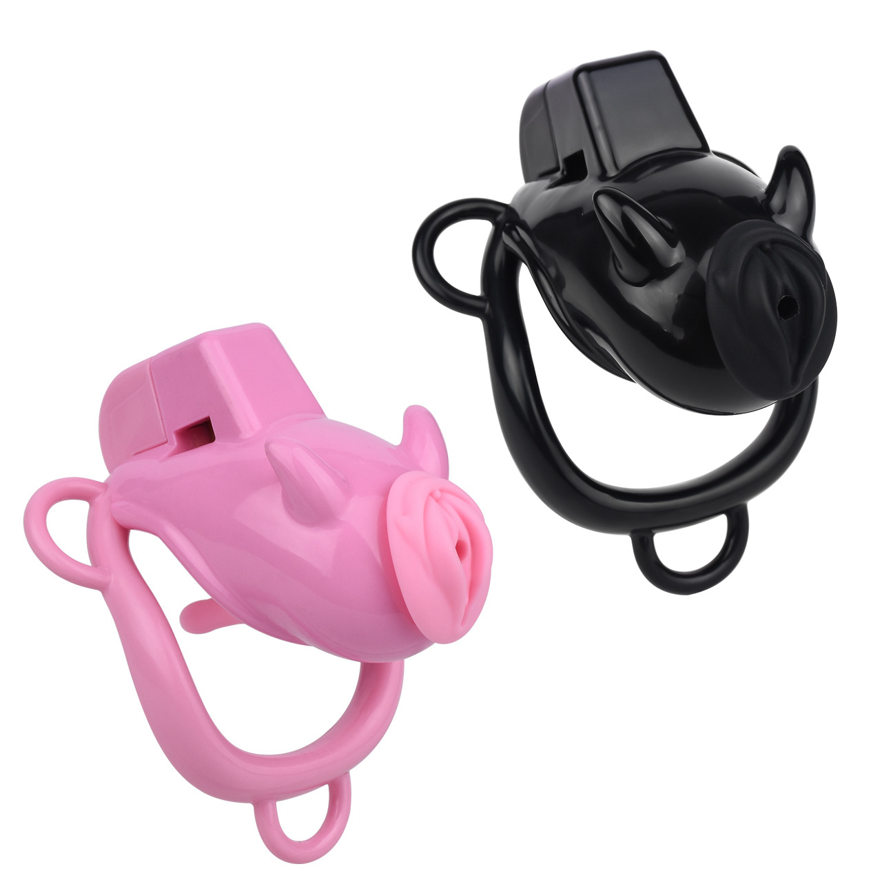 Little Devil Chastity Cage with Vaginal-Style Silicone Catheter – Black/Pink ABS Resin
