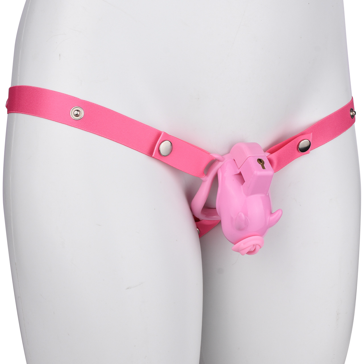 Little Devil Chastity Cage with Vaginal-Style Silicone Catheter – Black/Pink ABS Resin