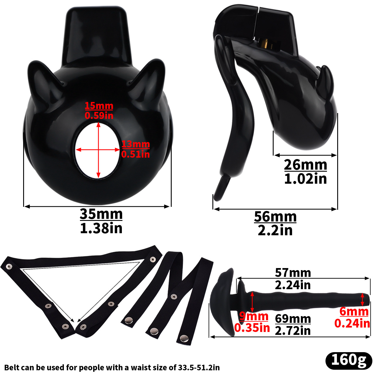 Little Devil Chastity Cage with Vaginal-Style Silicone Catheter – Black/Pink ABS Resin