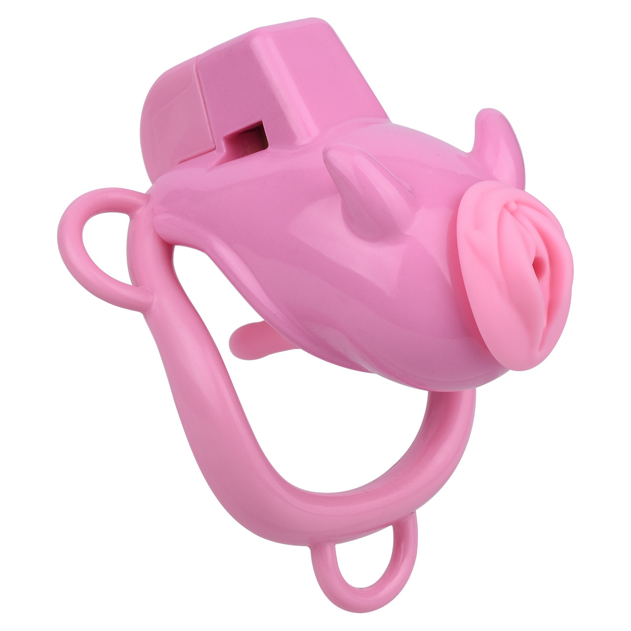 Little Devil Chastity Cage with Vaginal-Style Silicone Catheter – Black/Pink ABS Resin