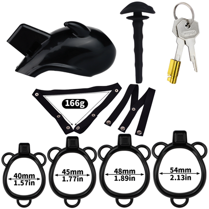 Little Devil Chastity Cage with Vaginal-Style Silicone Catheter – Black/Pink ABS Resin