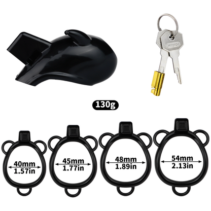 Little Devil Chastity Cage with Vaginal-Style Silicone Catheter – Black/Pink ABS Resin