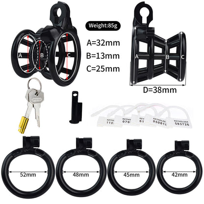 Black Resin Inverted Negative Chastity Cage Breathable Lightweight Male Chastity Device