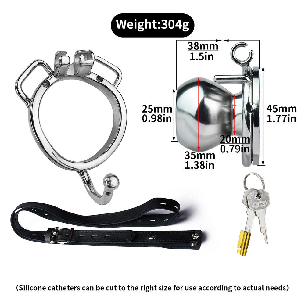 Butterfly Inverted Chastity Cage with pu belt penis ring with hook