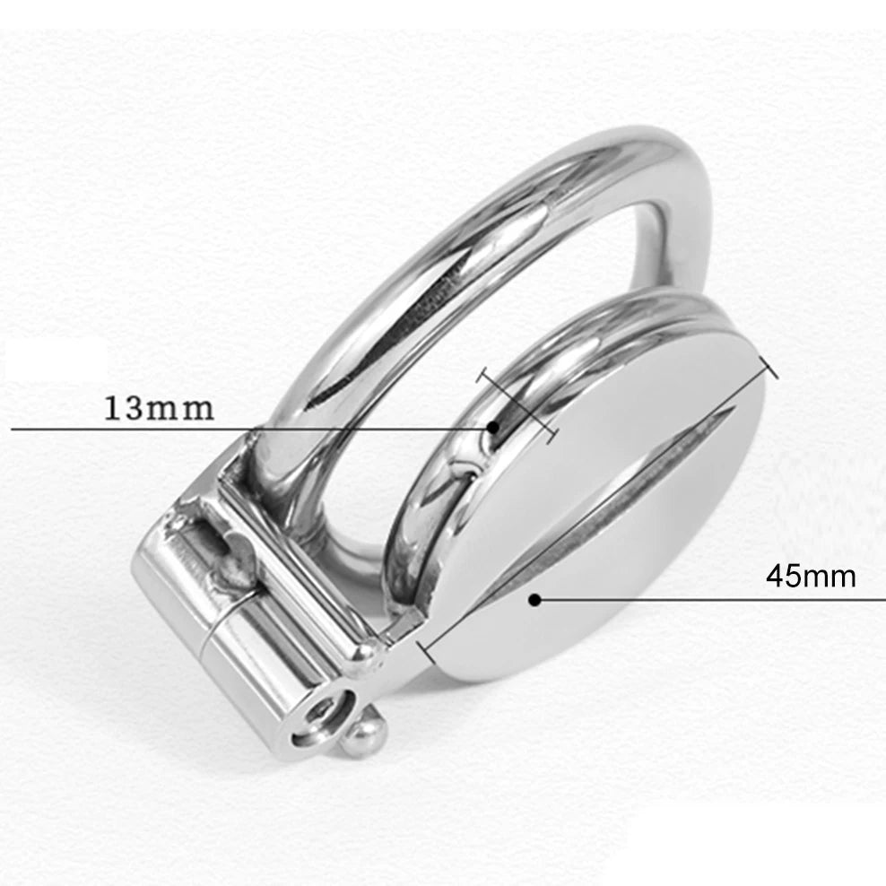 Pussy Hole Small Stainless Steel Male Chastity Cage With Urethral Catheter - KeepMeLocked