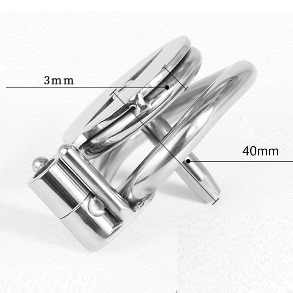 Pussy Hole Small Stainless Steel Male Chastity Cage With Urethral Catheter - KeepMeLocked