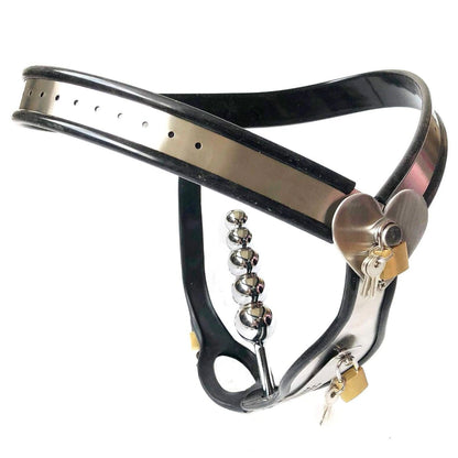 Female Chastity Belt with Heart Details and Removable Plugs - KeepMeLocked