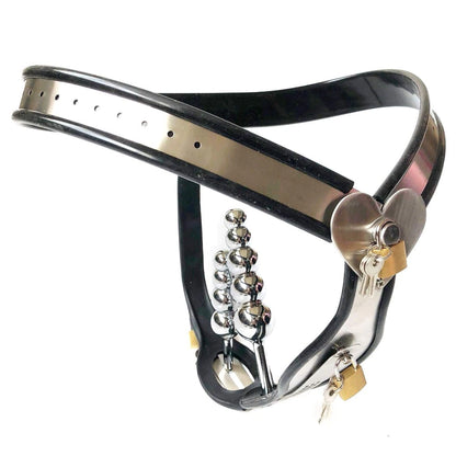 Female Chastity Belt with Heart Details and Removable Plugs - KeepMeLocked