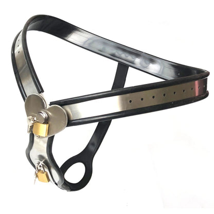 Female Chastity Belt with Heart Details and Removable Plugs - KeepMeLocked