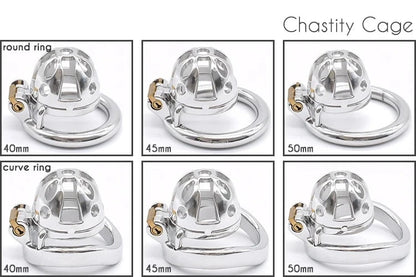 Ultra Small Metal Chastity Cage Device in 3 Sizes with PU Strap