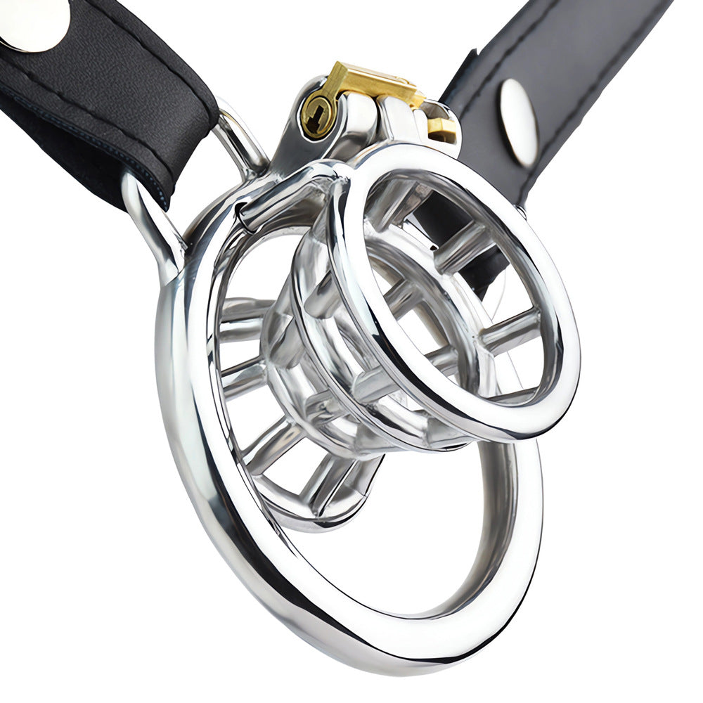 Hollow Inverted Chastity Cage with PU Belt