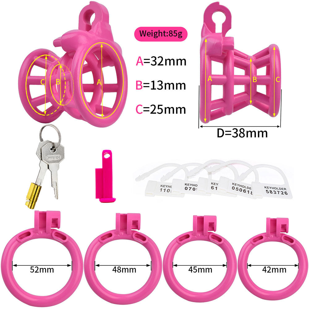 Pink Resin Inverted Negative Chastity Cage Breathable Lightweight Male Chastity Device