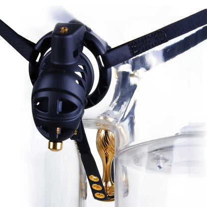 Rattlesnake Chastity Cage with Ass Plug and PU Belt