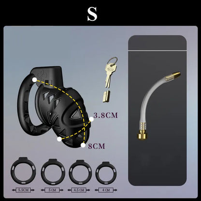 Rattlesnake Chastity Cage with Butt Plug and PU Belt