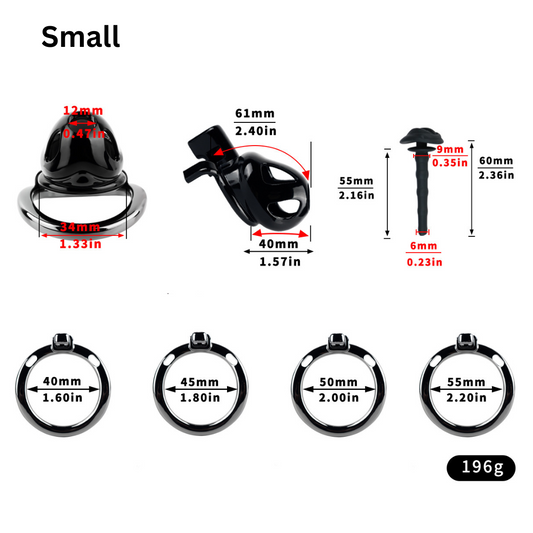 Black Cobra Resin Chastity Cage with 4 Aluminum Alloy Base Rings Lightweight Comfy Cock Lock