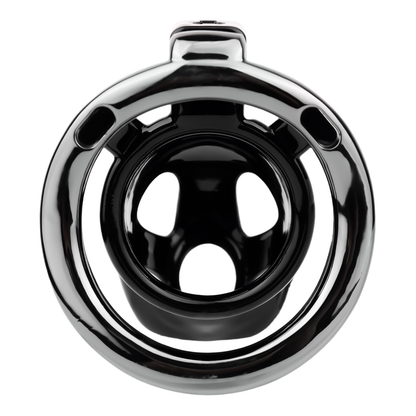Black Cobra Resin Chastity Cage with 4 Aluminum Alloy Base Rings Lightweight Comfy Cock Lock
