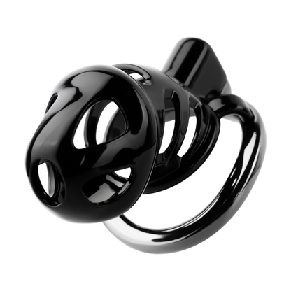 Black Cobra Resin Chastity Cage with 4 Aluminum Alloy Base Rings Lightweight Comfy Cock Lock