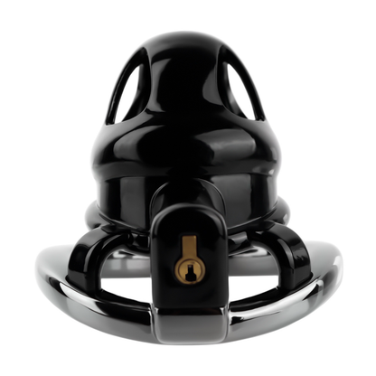 Black Cobra Resin Chastity Cage with 4 Aluminum Alloy Base Rings Lightweight Comfy Cock Lock