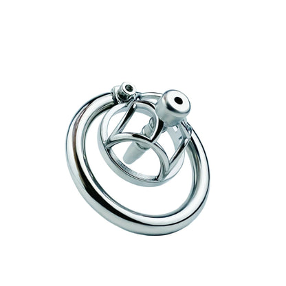 Stainless Steel Negative Chastity Cage with Removable Metal Urethral Tube - KeepMeLocked