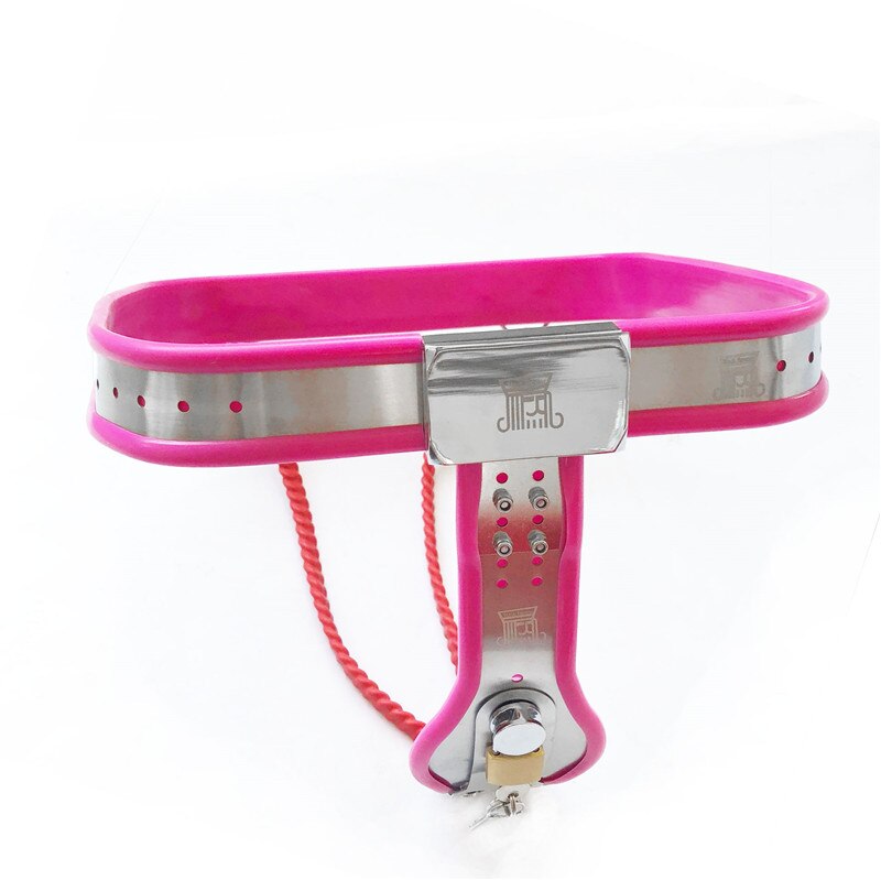 Metal Female Chastity Belt Y-Type Adjustable BDSM Belt For Women - Pink - KeepMeLocked