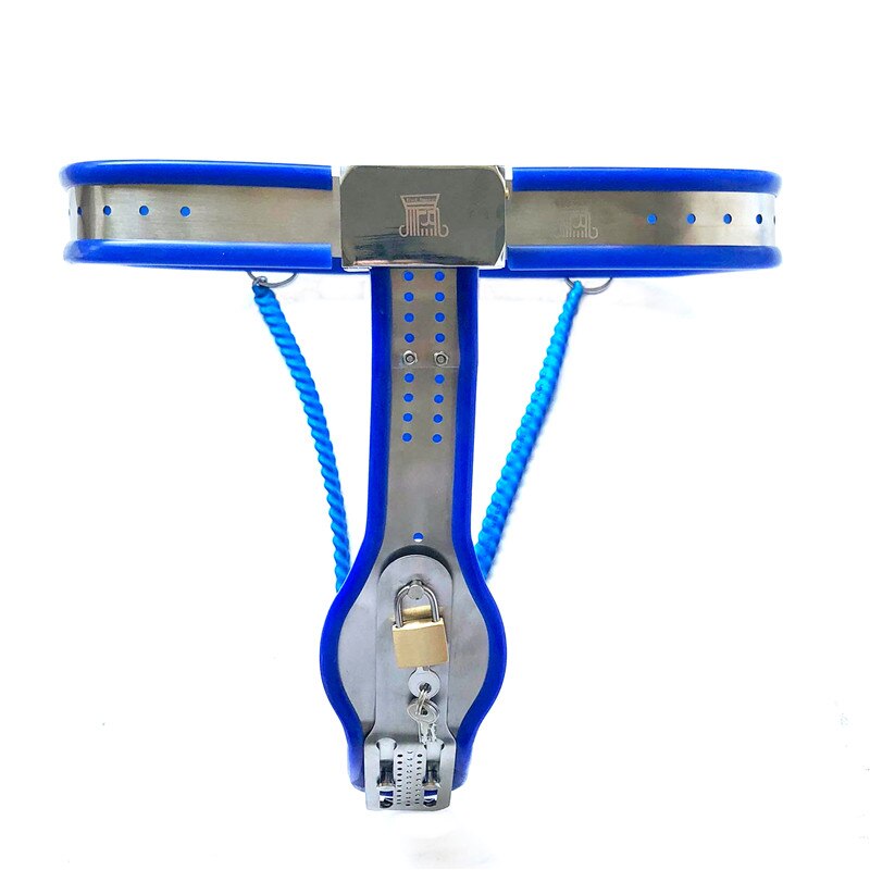 Metal Female Chastity Belt Y-Type Adjustable BDSM Belt For Women - Blue - KeepMeLocked