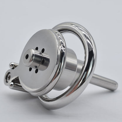 metal inverted chastity cage with solid catheter