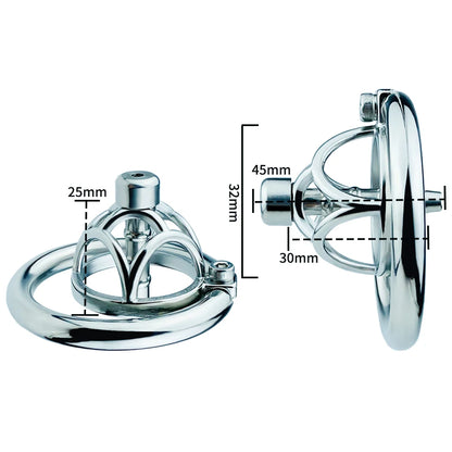 Stainless Steel Negative Chastity Cage with Removable Metal Urethral Tube - KeepMeLocked