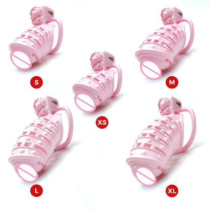 Pink Spiked BDSM Cock Cage Sissy Chastity Devices - KeepMeLocked