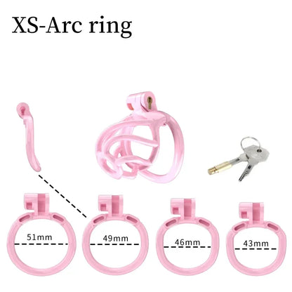 2023 New Cobra Spiral Pink Chastity Cage Set with 4  Penis Rings - KeepMeLocked