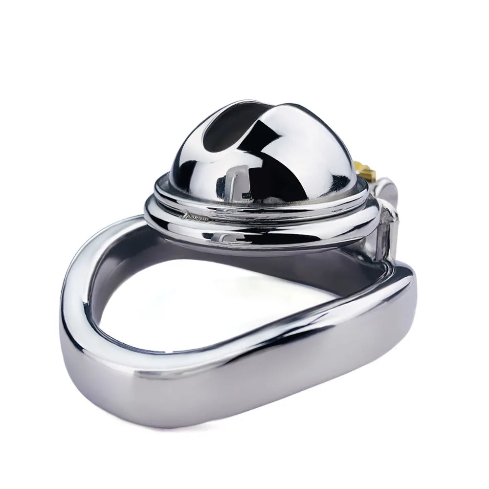 Stainless Steel Micro Chastity Cage With Urethral Pussy Hole - KeepMeLocked