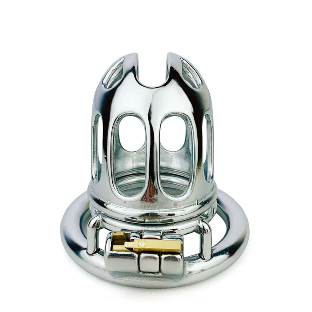 Stainless steel cobra chastity cage for men with breathable holes anti-masturbation - KeepMeLocked