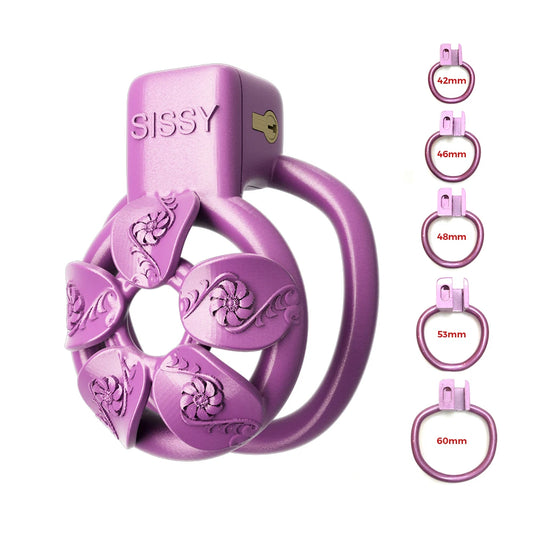 Purple Flower Chastity Cage For Sissy - KeepMeLocked