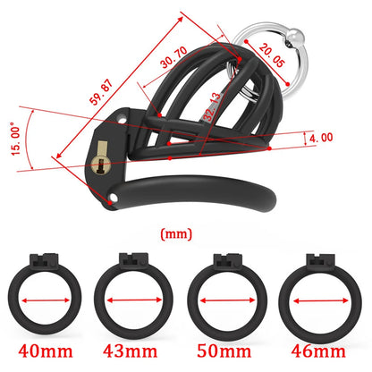 Resin PA Chastity Cage with 4 Rings - KeepMeLocked