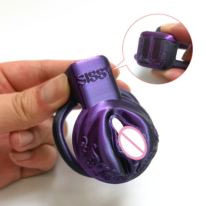 Purple Laser Vaginal Chastity Cage 3D Printed Cock Cage For Sissy - KeepMeLocked