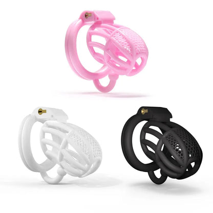 2023 NEW V2.0 Breathable Cobra Pink/Black/White Chastity Cage with 4 Penis Rings - KeepMeLocked