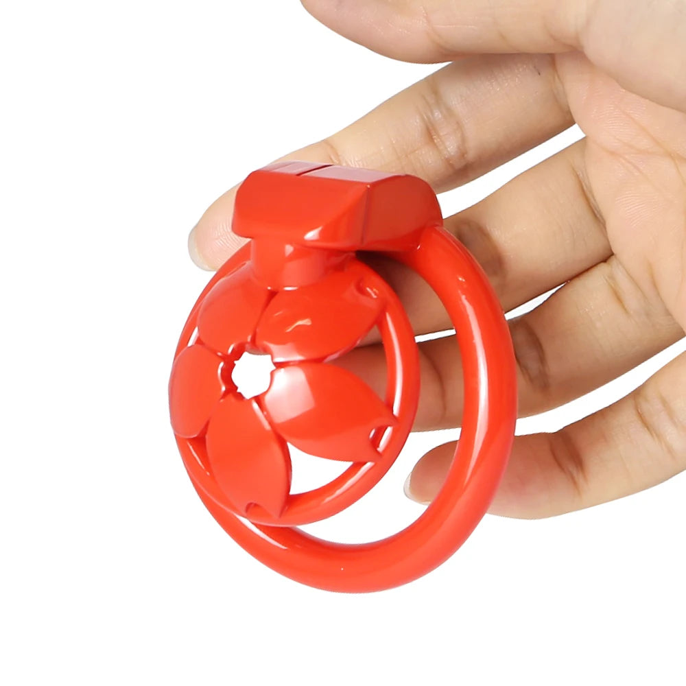 Small Flat Lightweight 3D Printed Sakura Resin Chastity Cage - KeepMeLocked