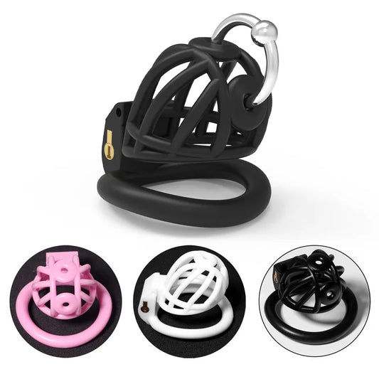 Resin PA Chastity Cage with 4 Rings - KeepMeLocked