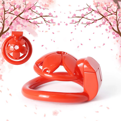 Small Flat Lightweight 3D Printed Sakura Resin Chastity Cage - KeepMeLocked